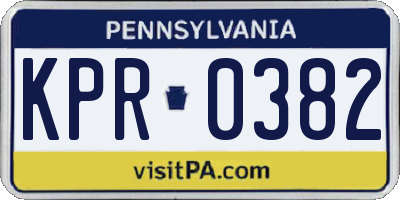 PA license plate KPR0382