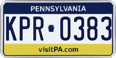 PA license plate KPR0383
