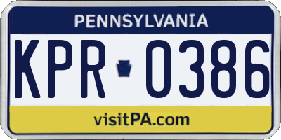 PA license plate KPR0386