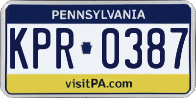 PA license plate KPR0387