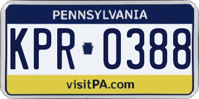 PA license plate KPR0388