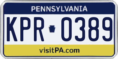 PA license plate KPR0389