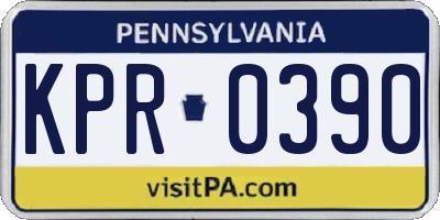 PA license plate KPR0390