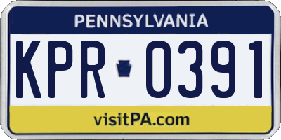 PA license plate KPR0391
