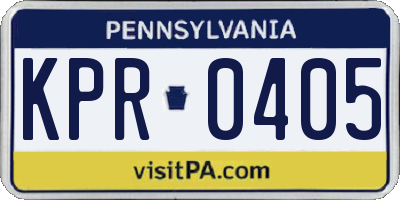 PA license plate KPR0405