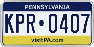 PA license plate KPR0407