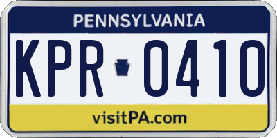 PA license plate KPR0410