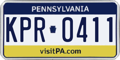 PA license plate KPR0411
