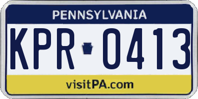 PA license plate KPR0413