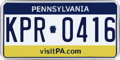 PA license plate KPR0416