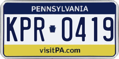 PA license plate KPR0419