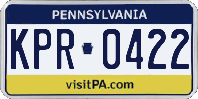 PA license plate KPR0422