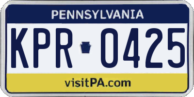 PA license plate KPR0425