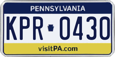 PA license plate KPR0430