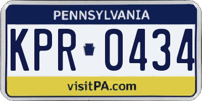 PA license plate KPR0434