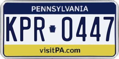 PA license plate KPR0447