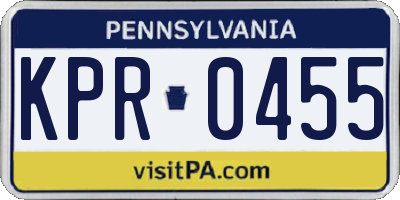 PA license plate KPR0455