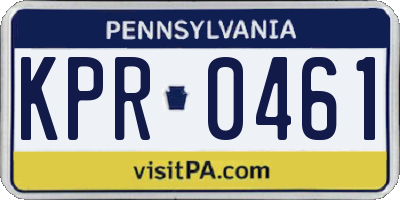 PA license plate KPR0461