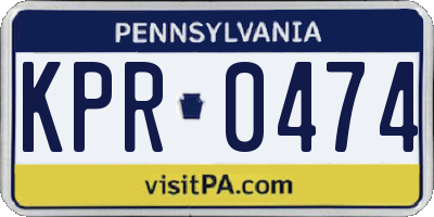 PA license plate KPR0474