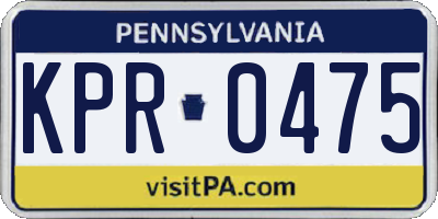 PA license plate KPR0475