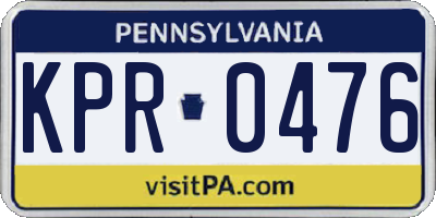 PA license plate KPR0476