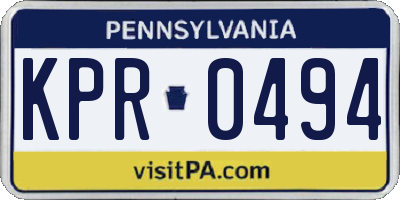 PA license plate KPR0494