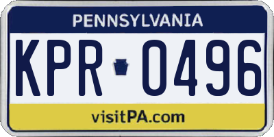 PA license plate KPR0496