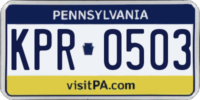 PA license plate KPR0503