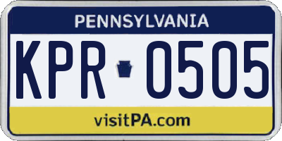 PA license plate KPR0505