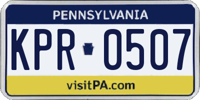 PA license plate KPR0507