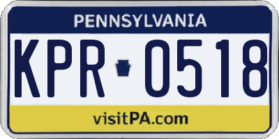 PA license plate KPR0518