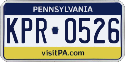 PA license plate KPR0526