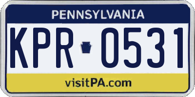 PA license plate KPR0531