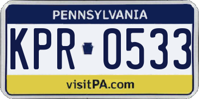 PA license plate KPR0533