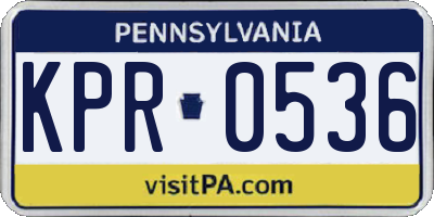 PA license plate KPR0536