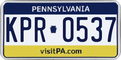 PA license plate KPR0537