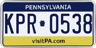 PA license plate KPR0538