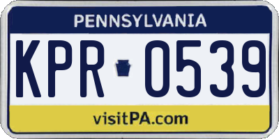 PA license plate KPR0539