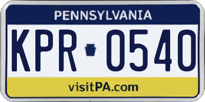 PA license plate KPR0540