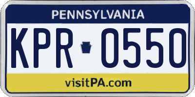 PA license plate KPR0550