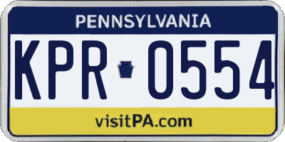PA license plate KPR0554