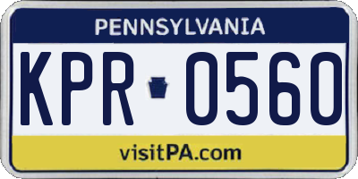 PA license plate KPR0560