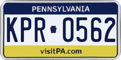 PA license plate KPR0562