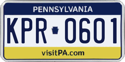 PA license plate KPR0601
