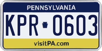 PA license plate KPR0603