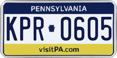 PA license plate KPR0605