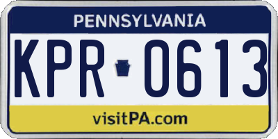 PA license plate KPR0613