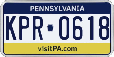 PA license plate KPR0618
