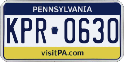 PA license plate KPR0630