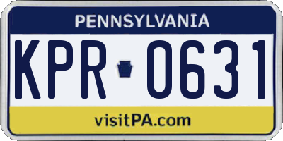 PA license plate KPR0631